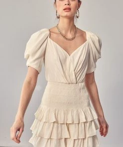 Do + Be Collection Puff Sleeve Smocked Dress Clothing