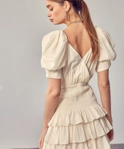 Do + Be Collection Puff Sleeve Smocked Dress Clothing