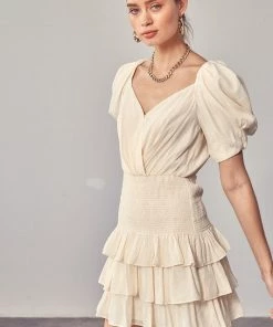 Do + Be Collection Puff Sleeve Smocked Dress Clothing