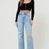 Vibrant M.i.U Clothing Distressed Wide Leg