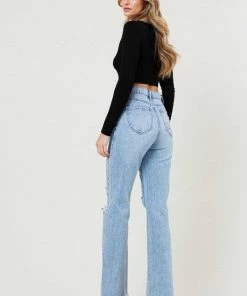 Vibrant M.i.U Clothing Distressed Wide Leg