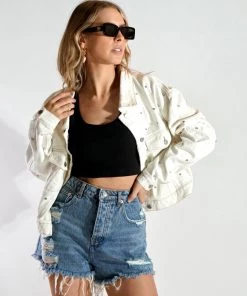 Au Darling Frayed Hem Denim Shorts Clothing