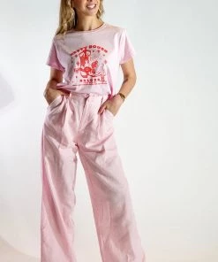 Au Darling Pink Linen Suit Trouser Clothing