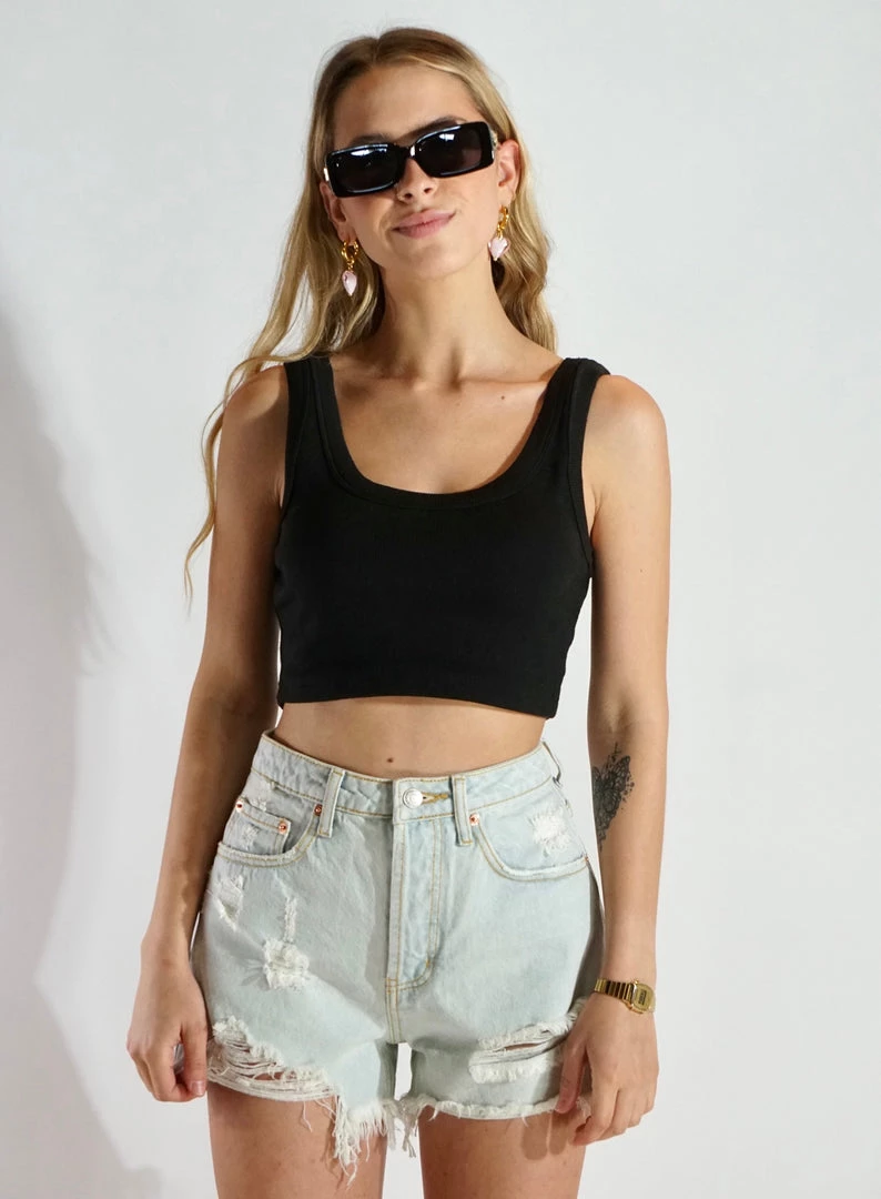 Au Darling Light Denim Frayed Shorts