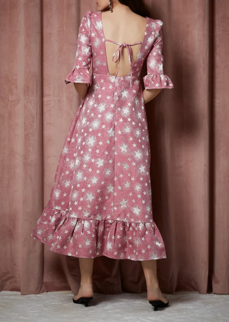 Au Darling Star Lift Jacquard Midi Dress Clothing