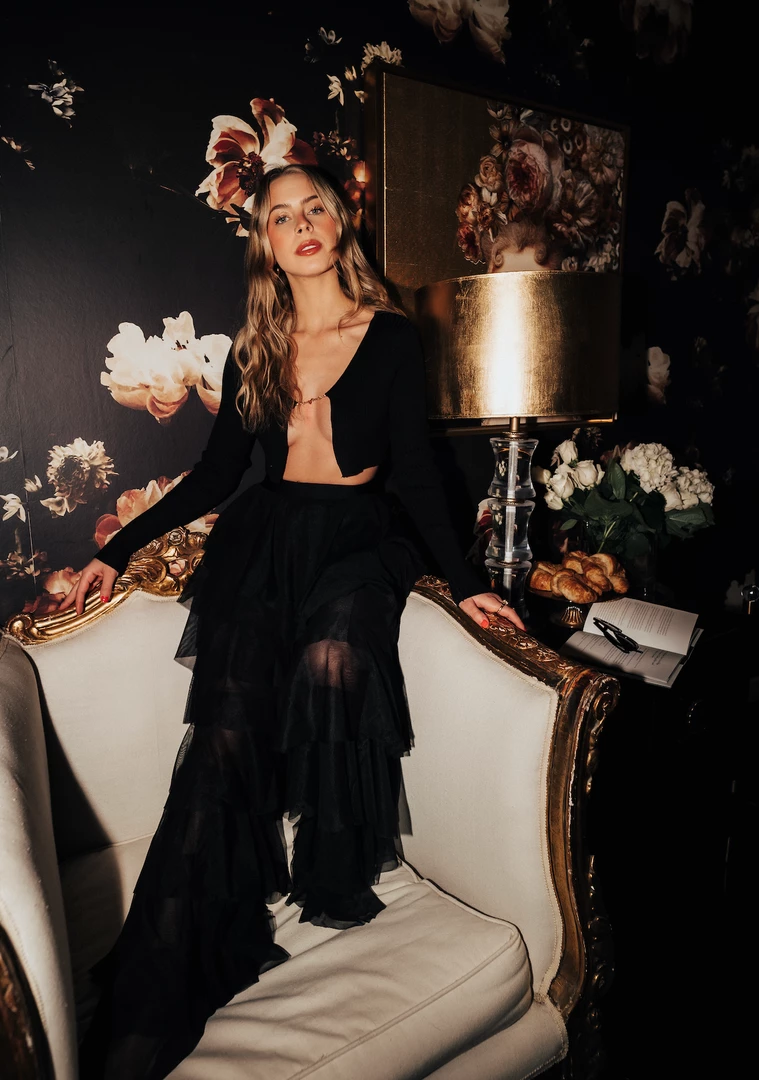 Au Darling Black Ribbed Open Front Top Clothing