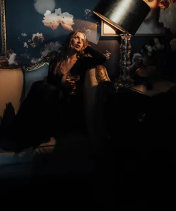 Au Darling Black Ribbed Open Front Top Clothing