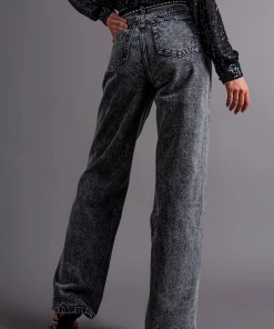 Au Darling Charcoal Straight Cut Mom Jeans Clothing