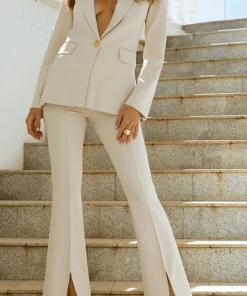 Au Darling Tan Split Front Trouser Clothing