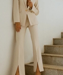 Au Darling Tan Split Front Trouser Clothing