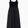 Au Darling Rachel Black Poplin Midi Dress