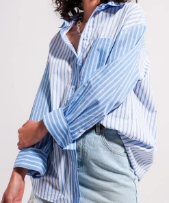Au Darling Clothing Annie Blue Striped Button Down
