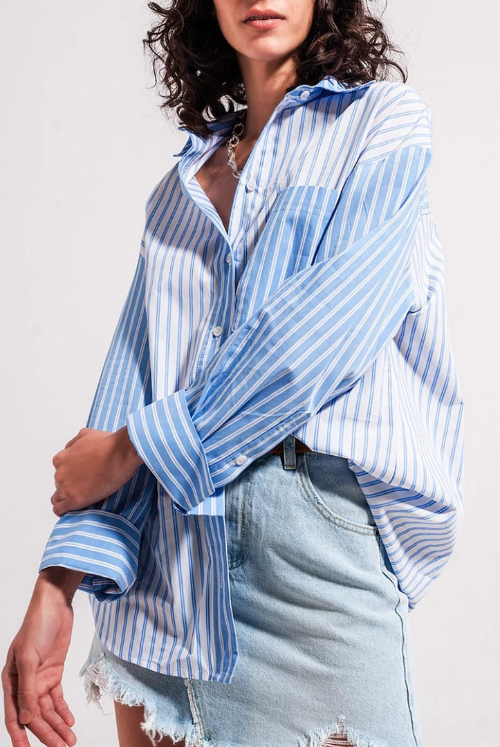 Au Darling Clothing Annie Blue Striped Button Down