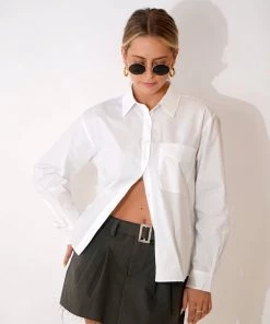 Au Darling Crisp White Button Down Shirt Clothing