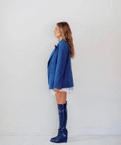 Au Darling Blue Croc High Boots