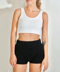 Au Darling Black Festival Knit Mini Short Clothing