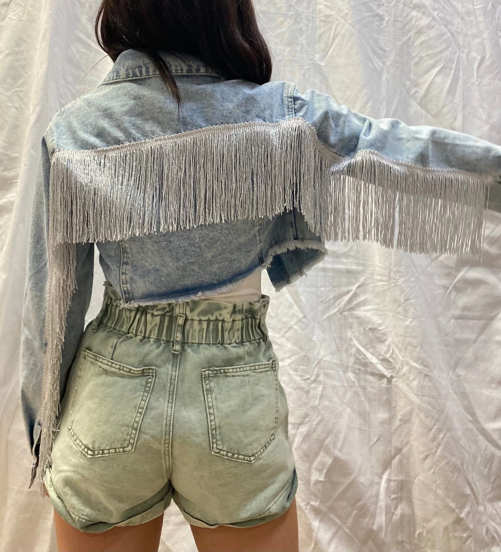 Au Darling Party Fringe Denim Jacket