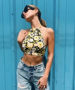 Au Darling Clothing Retro Flower Halter Top