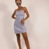 Au Darling Purple Plaid Mini Dress Clothing