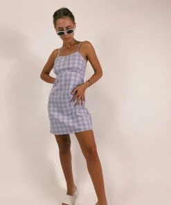 Au Darling Purple Plaid Mini Dress Clothing