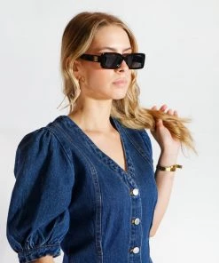 Au Darling Puff Sleeve Denim Dress