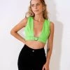 Au Darling Lime Green Faux Leather Top Clothing