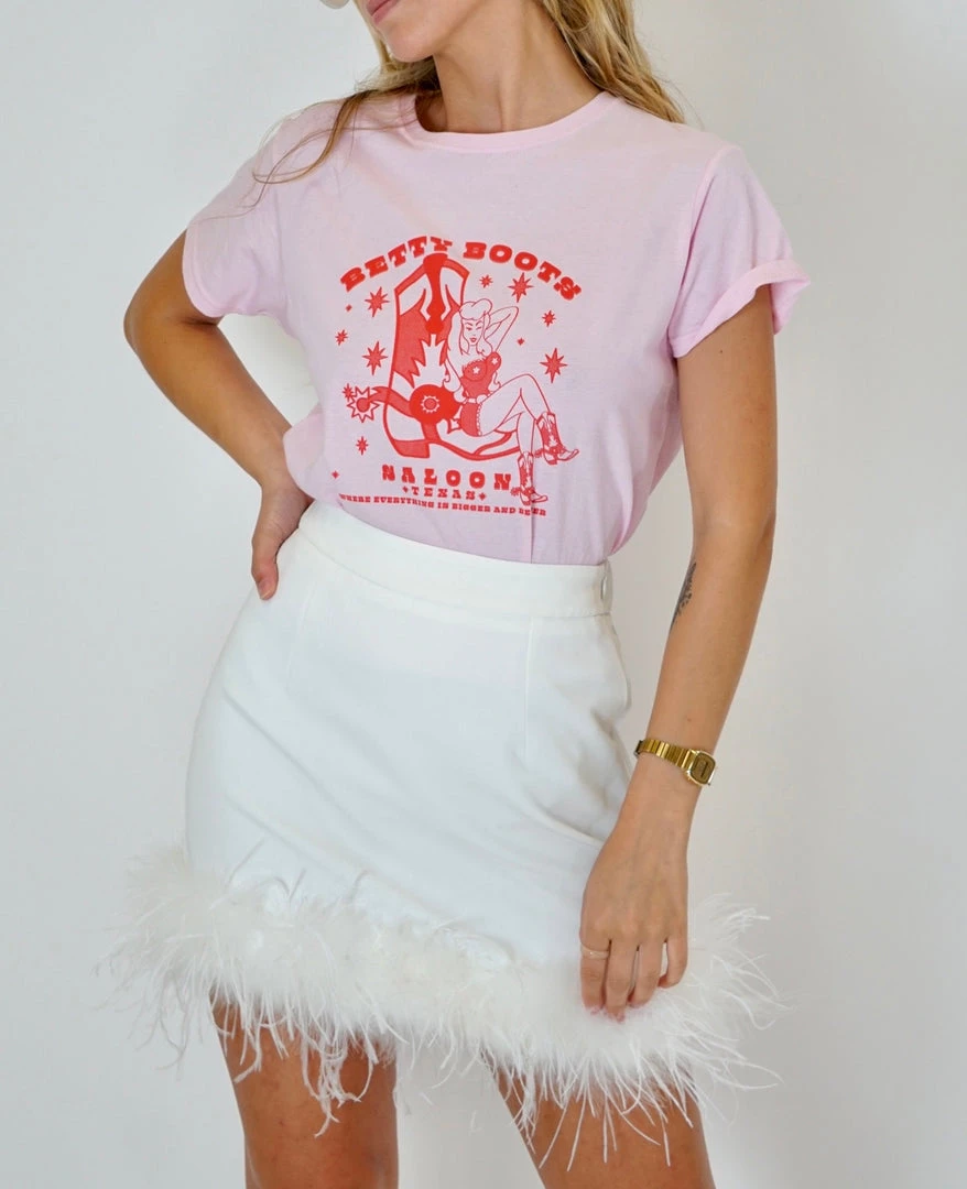 Au Darling Clothing Celebrate White Feather Mini Skirt