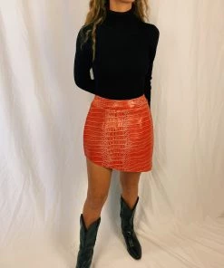 Au Darling Faux Croc Slanted Skirt Clothing