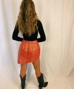 Au Darling Faux Croc Slanted Skirt Clothing