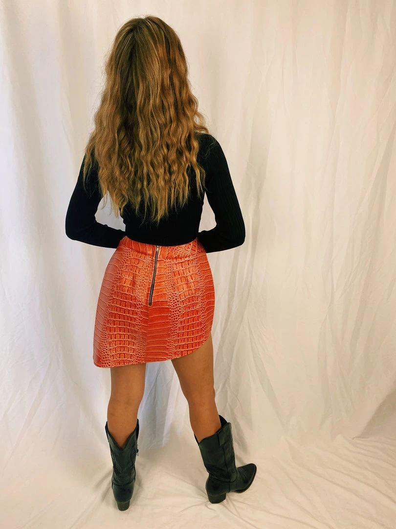Au Darling Faux Croc Slanted Skirt Clothing