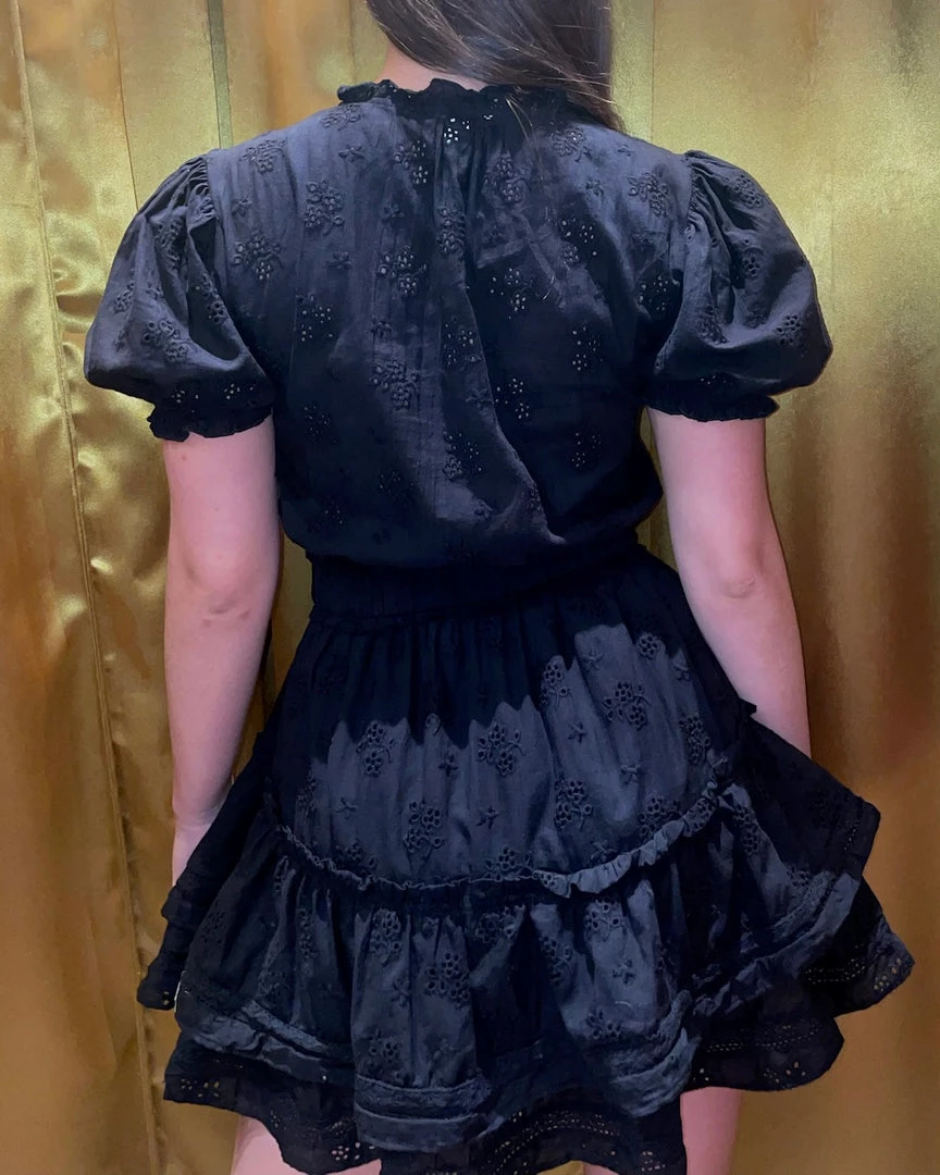 Au Darling Black Eyelet Mini Sundress