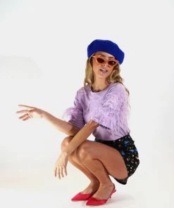 Au Darling Purple Feather T-Shirt Clothing