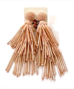 Au Darling Peach Chandelier Beaded Earrings