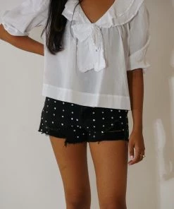 Au Darling White Collared Sailor Top