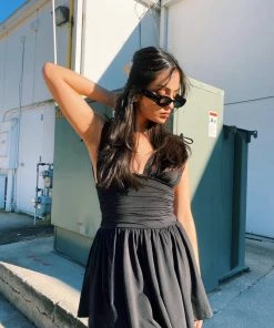 Au Darling Isabella Deep V Mini Dress Clothing