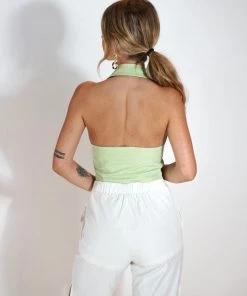 Au Darling Green Halter Vest Top Clothing