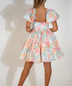 Selkie The Beach Day Dress In Grapefruit Floral Clothing