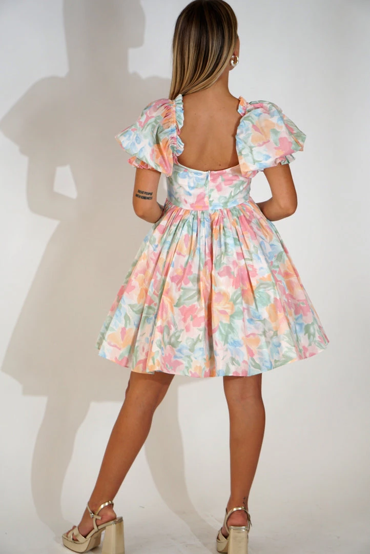 Selkie The Beach Day Dress In Grapefruit Floral Clothing