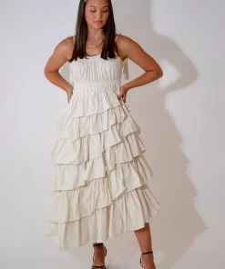 Au Darling Playa Cream Midi Dress Clothing