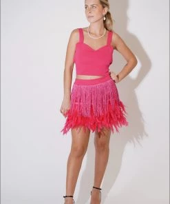 Au Darling Shake It Up Pink Feather Skirt Clothing