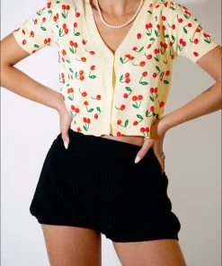 Au Darling Late Night Talking Cherry Cardi Top