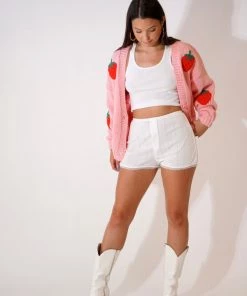 Au Darling Clothing White Pointelle Shorts