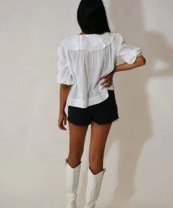 Au Darling White Collared Sailor Top