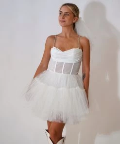Au Darling Clothing White Tulle Corset Dress