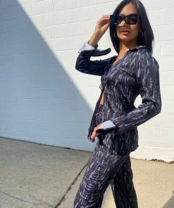 Au Darling Clothing Navy Marbled Trousers