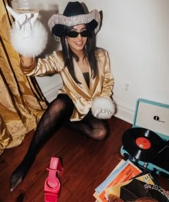 Au Darling Yellow Satin Blazer