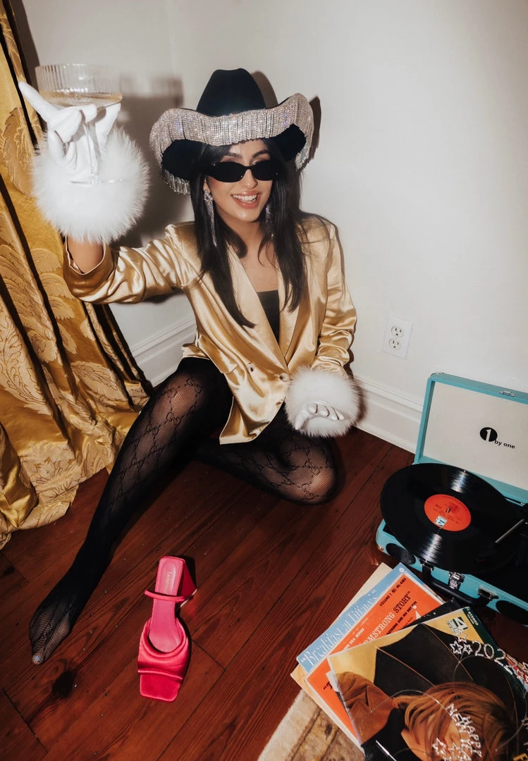 Au Darling Yellow Satin Blazer