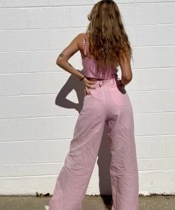 Au Darling Pink Linen Suit Trouser Clothing