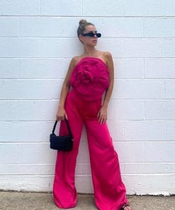 Au Darling New Arrivals Fuchsia Rose Strapless Top