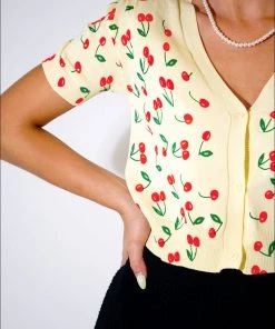 Au Darling Late Night Talking Cherry Cardi Top